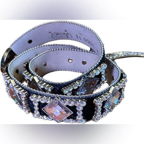 Y2K rock ‘n’ roll rhinestone embellished horse hair BB Simon belt main image 4